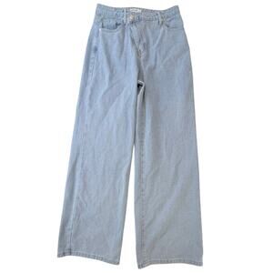 HDLTE Women's Light Blue‎ Crossover Waist Wide Leg Denim Jeans Size Medium 27
